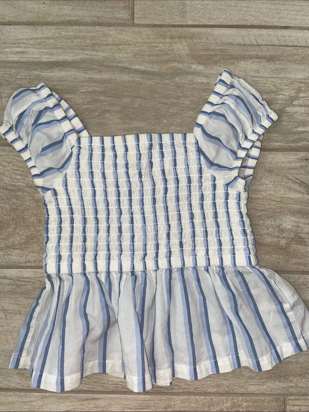 GAP Girls Kids Small Floral, Blue Stripes Peplum Cap Sleeve Tops Peach Pink